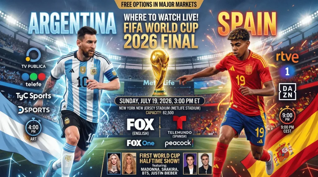 FIFA World Cup 2026 Live Stream: Watch Argentina vs Spain Final Online